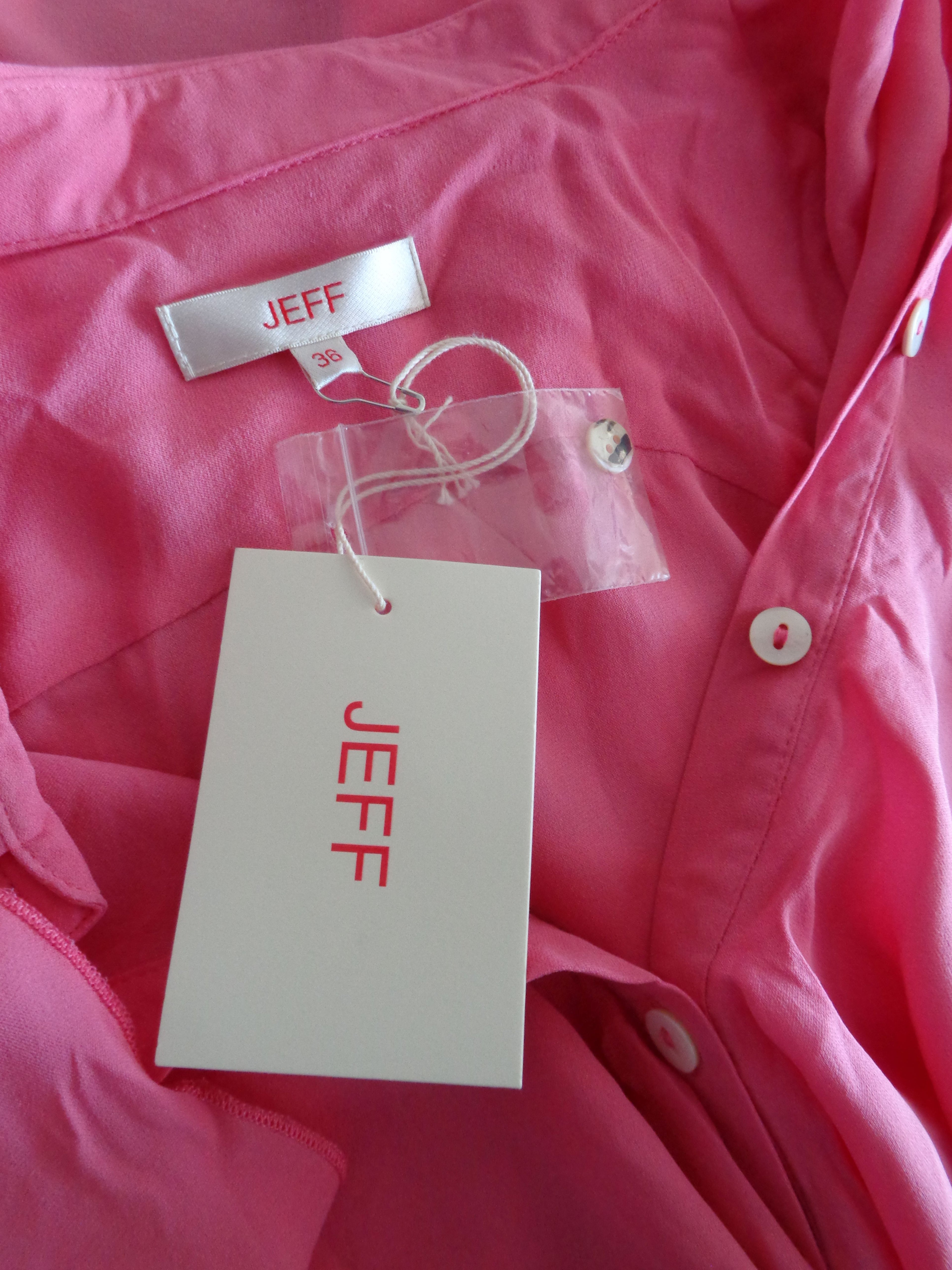 JEFF 100% zijden blouse met ruches, maat S/M, NIEUW