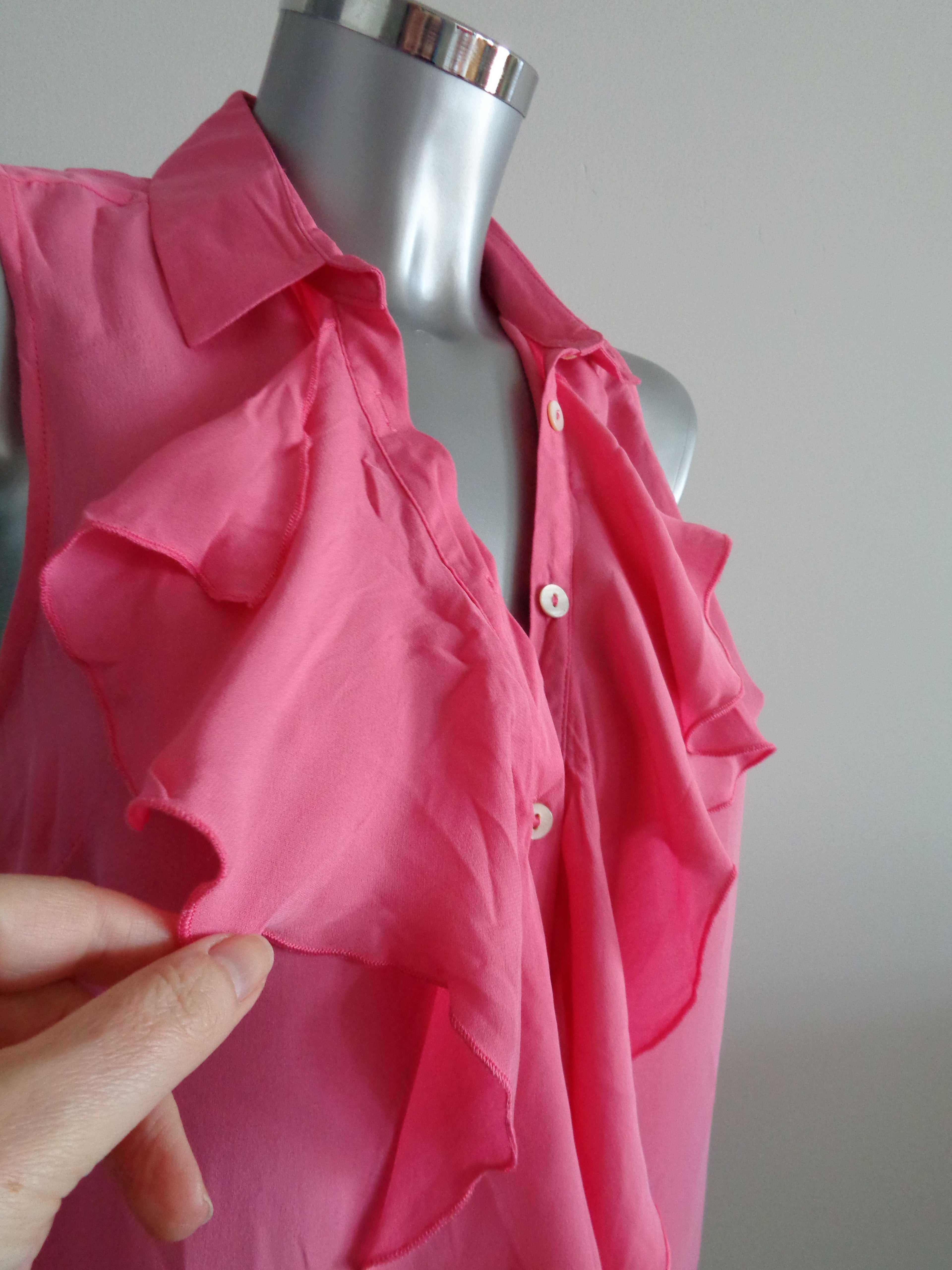 JEFF 100% zijden blouse met ruches, maat S/M, NIEUW