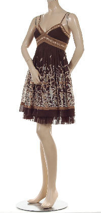 BCBG Maxazria designer jurk bruin, mt. 8 - Nl 38 nieuw met kaartjes