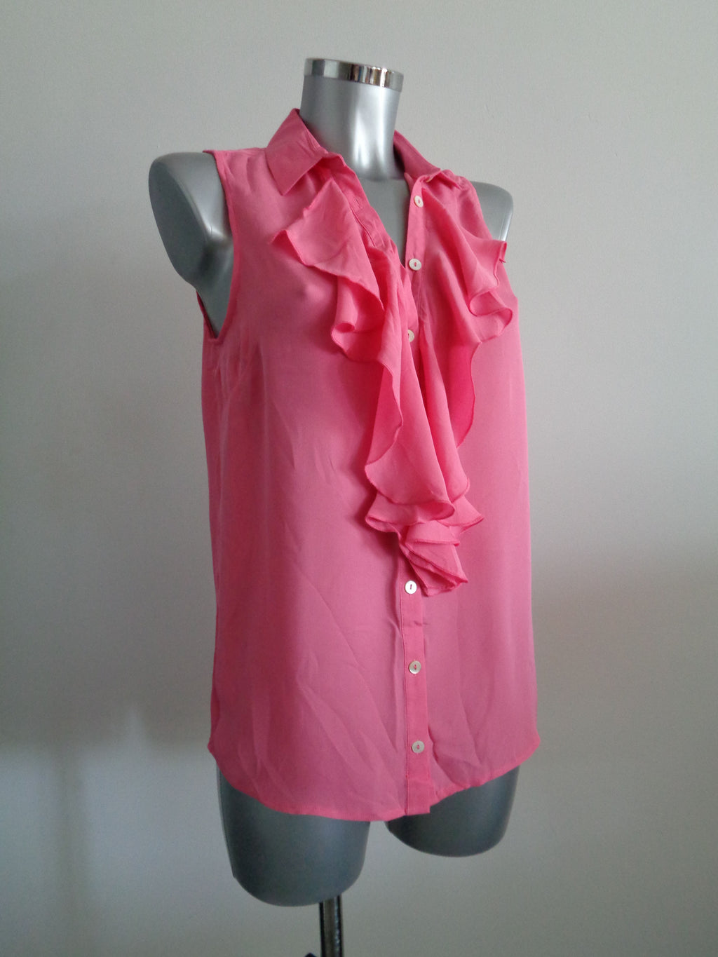 JEFF 100% zijden blouse met ruches, maat S/M, NIEUW