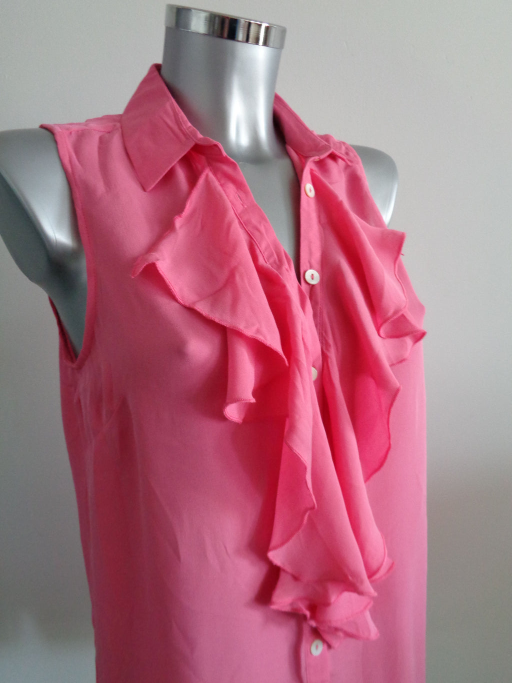 JEFF 100% zijden blouse met ruches, maat S/M, NIEUW