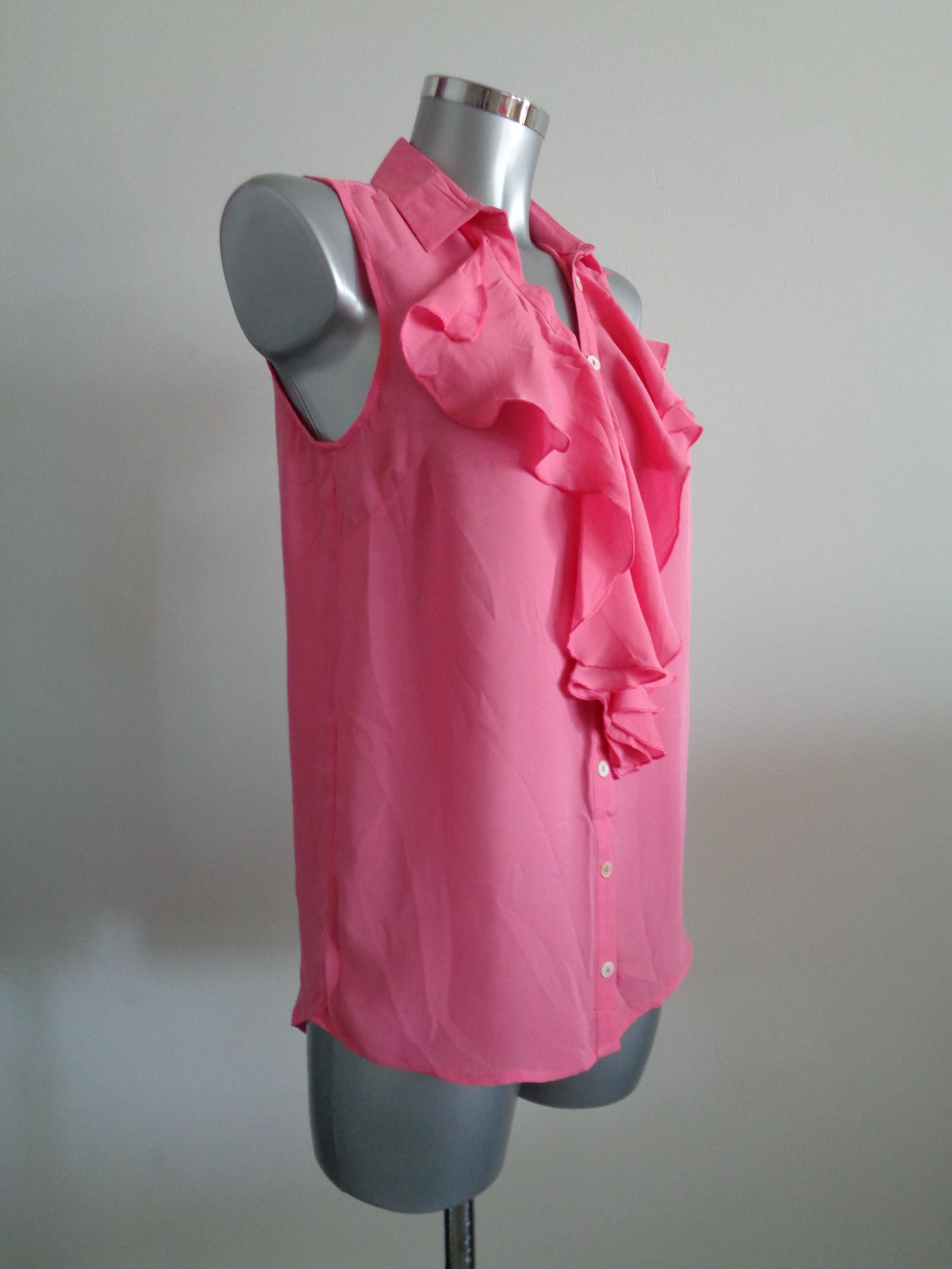 JEFF 100% zijden blouse met ruches, maat S/M, NIEUW