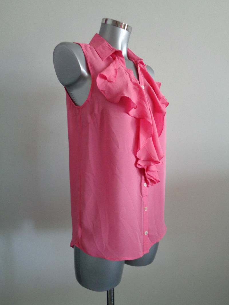 JEFF 100% zijden blouse met ruches, maat S/M, NIEUW
