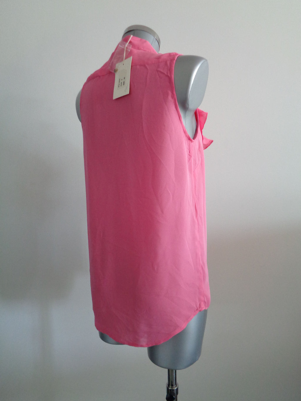 JEFF 100% zijden blouse met ruches, maat S/M, NIEUW