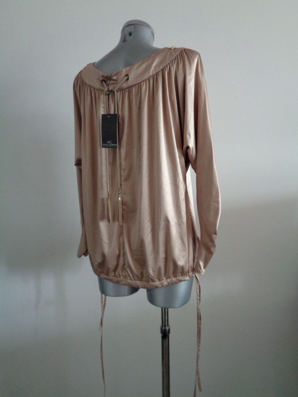 Monique Collignon designer blouse, satijn, goud, maat 38, Nieuw