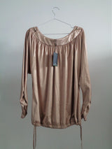 Monique Collignon designer blouse, satijn, goud, maat 38, Nieuw