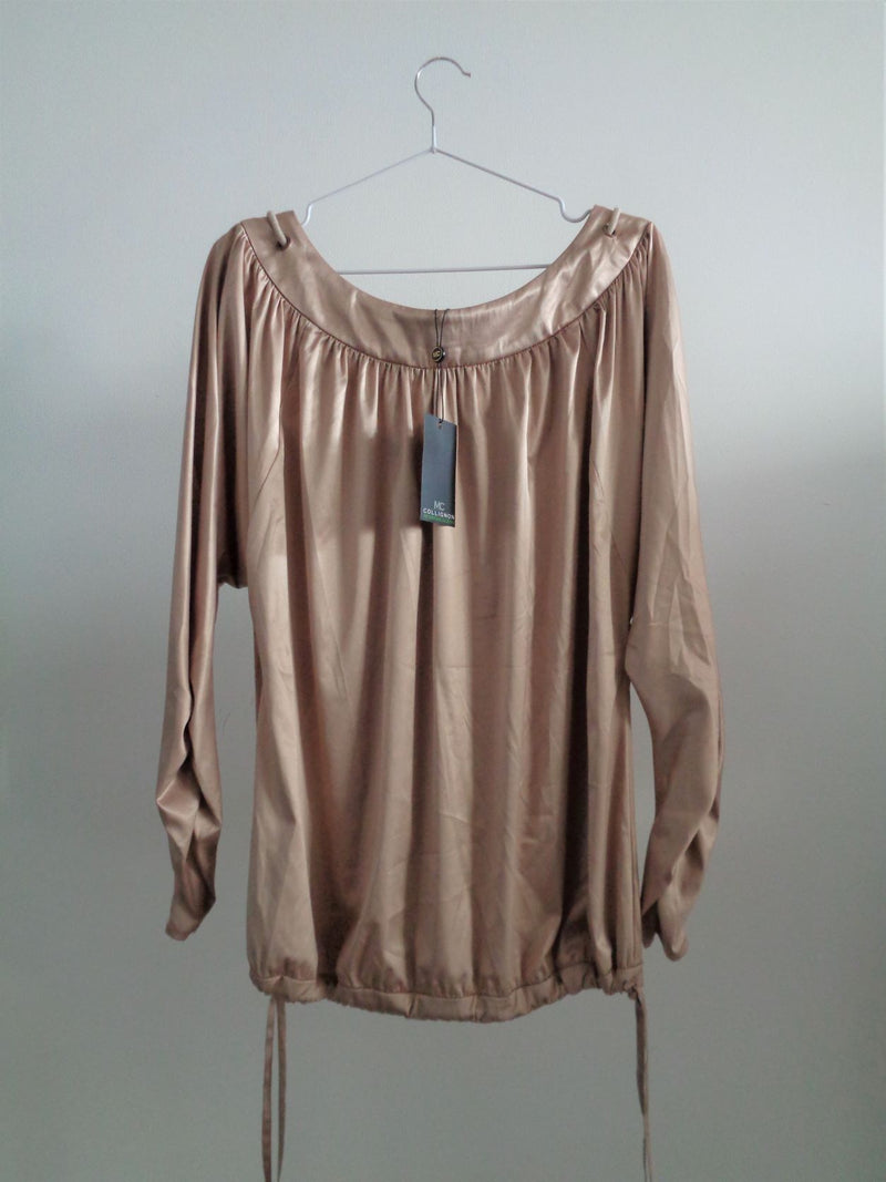 Monique Collignon designer blouse, satijn, goud, maat 38, Nieuw