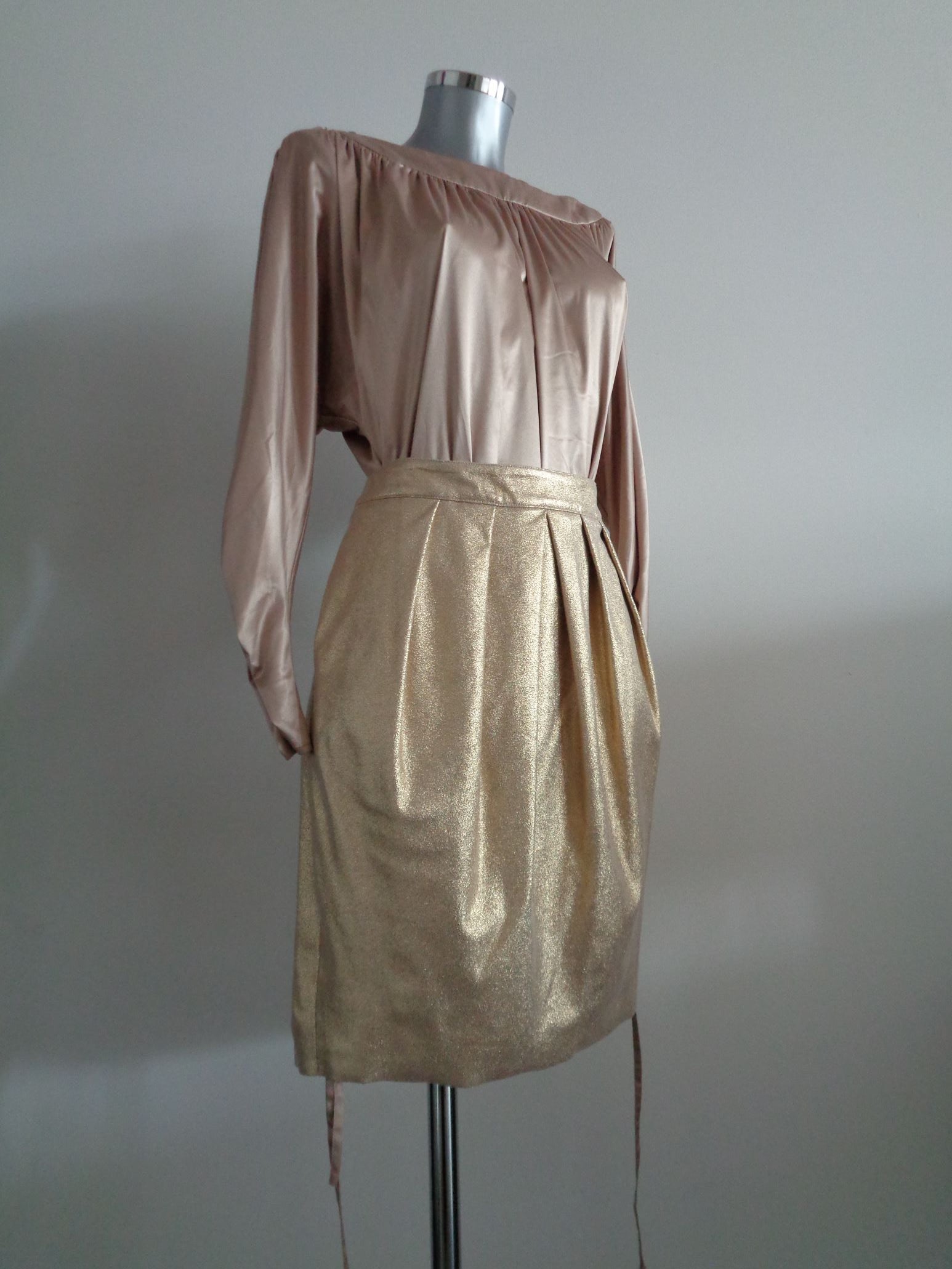 Monique Collignon designer blouse, satijn, goud, maat 38, Nieuw