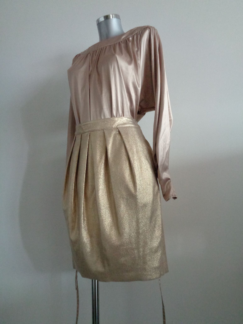 Monique Collignon designer blouse, satijn, goud, maat 38, Nieuw