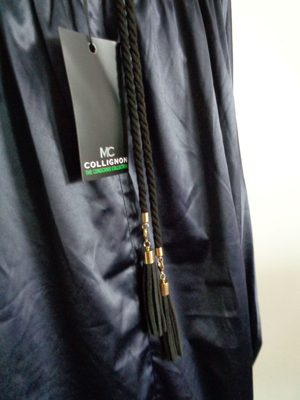 Monique Collignon designer blouse, satijn, donkerblauw, maat 36, Nieuw