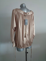 Monique Collignon designer blouse, satijn, goud, maat 38, Nieuw